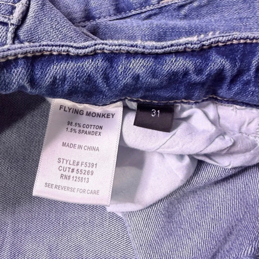 Flying Monkey Jeans Wide Leg High Rise Blue Raw Hem F5391 Size 31 - Picture 3 of 7